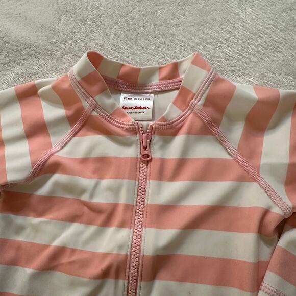 Hanna Andersson Rash Guard sz 6-12 months pink stripe bathing suit - Picture 5 of 6